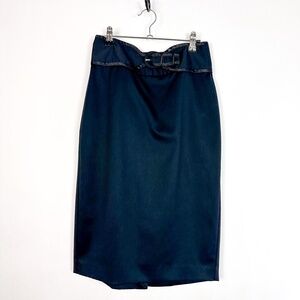 Body By Victoria Vintage Black Belted Midi Skirt
